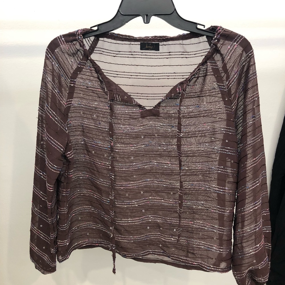 Anthropologie holiday top in brown